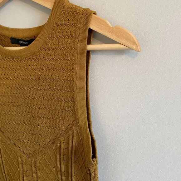 NWT Forever 21 Mustard Yellow Knit Cropped Tank Top - Picture 5 of 7